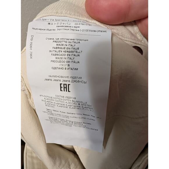Rare ETRO Floral Printed Denim  Ankle Jeans Womens 28 Cream Embroidered Tapered - Picture 12 of 13